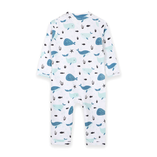 Whales Zipper Baby Coverall Jumpsuit (Organic Jersey)