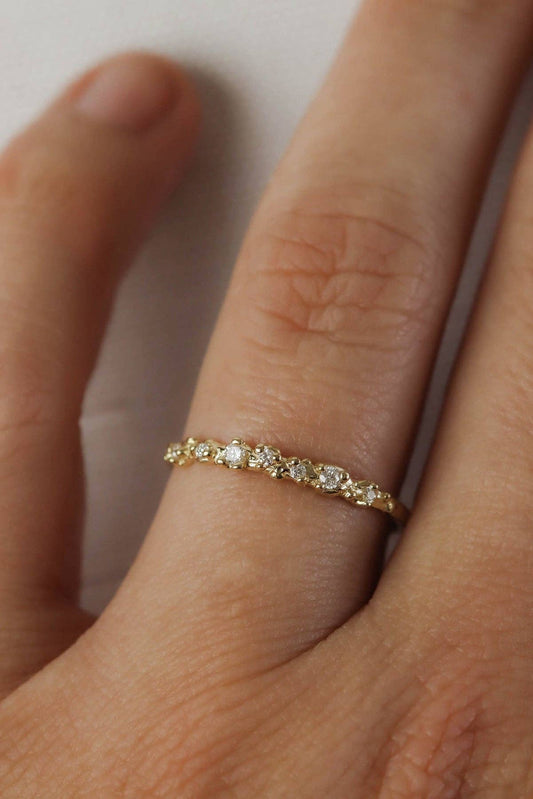 Solid Gold Isla Ring - Ocean Inspired Diamond Band