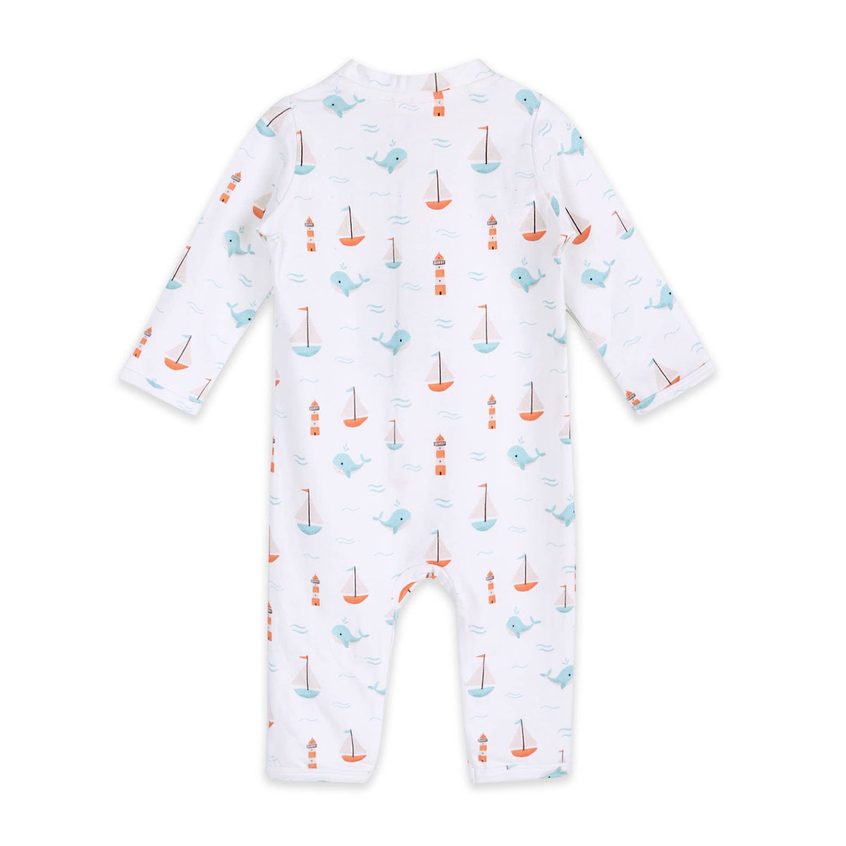 Sailboat Whales Baby Zipper Jumpsuit (Organic)