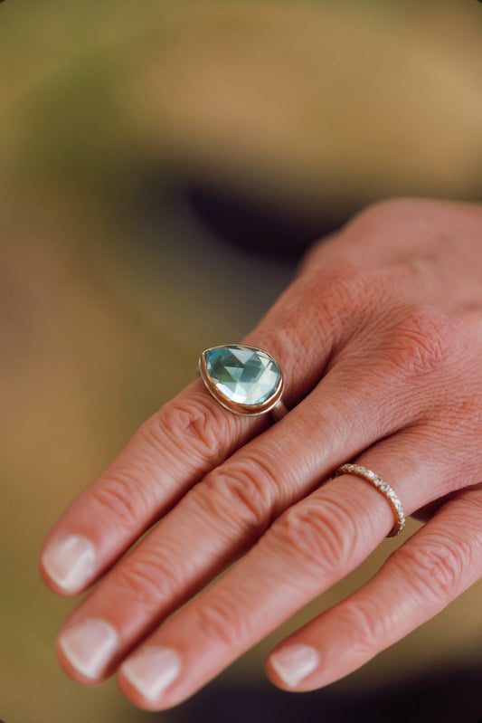 Jamie Joseph - Teardrop Sky Blue Topaz Ring Size 8
