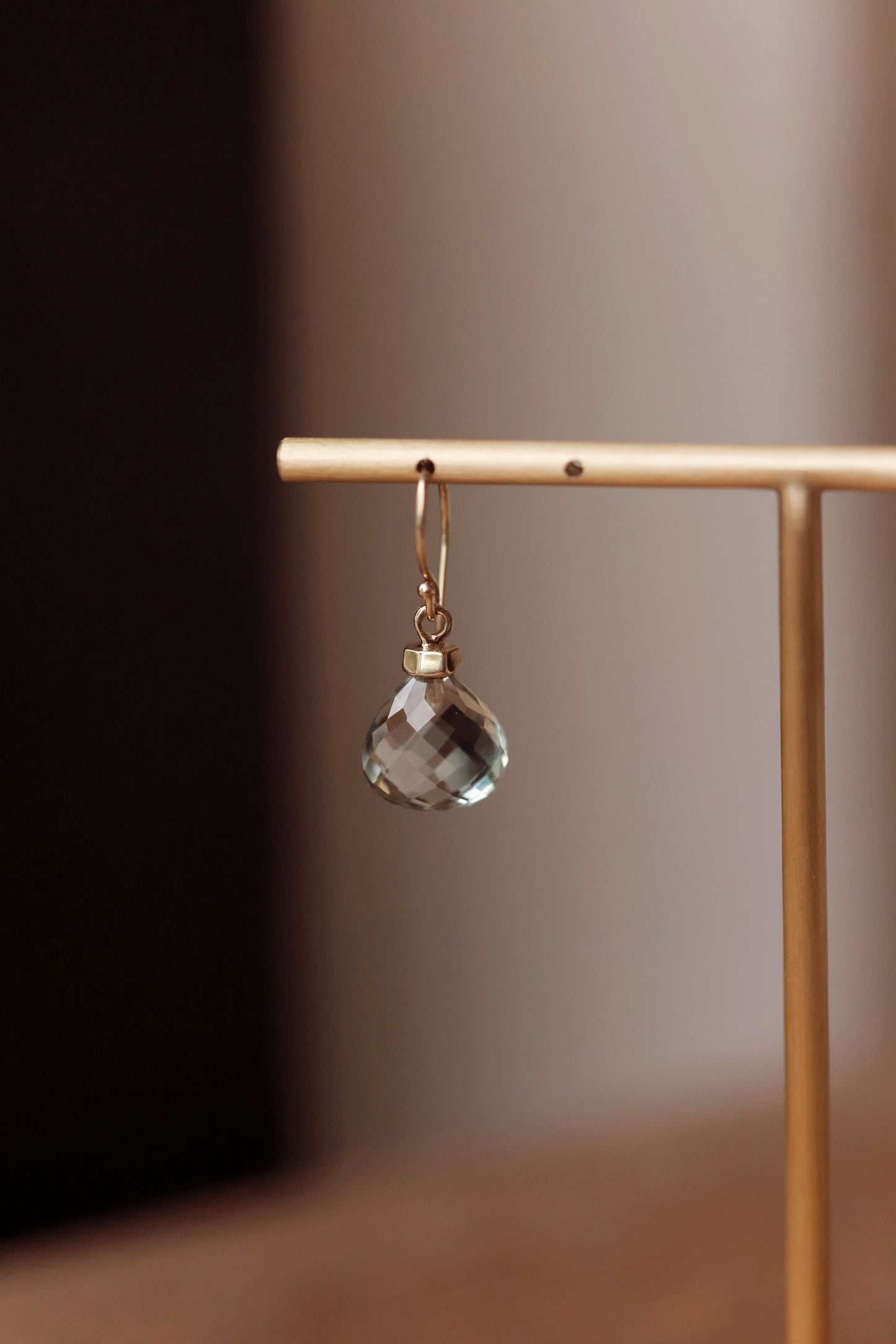 Jamie Joseph - Faceted Mint Quartz Droplet Earring with boulder cap