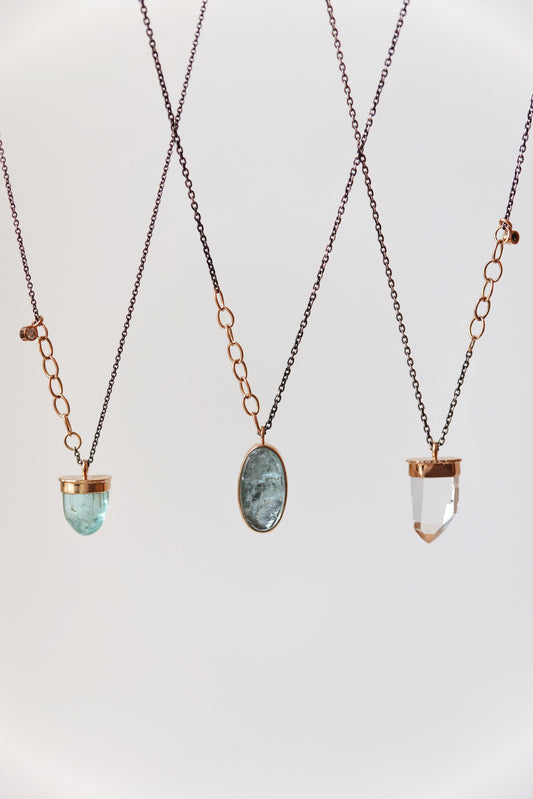 Jamie Joseph - Capped Rock Crystal with diamond - 18"