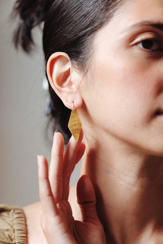 River Song - Golden Diamond Drop Earrings