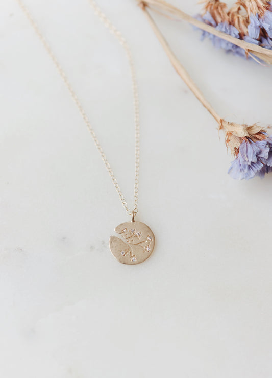 Victoria Cunningham - 14k Cherry Blossom Cut Out Necklace with diamonds