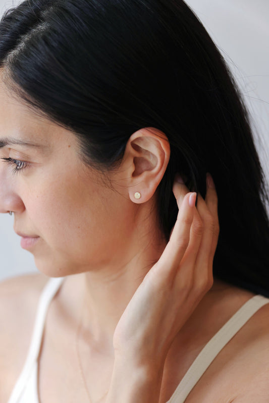 Victoria Cunningham - Small Disk with Diamonds Post Earrings