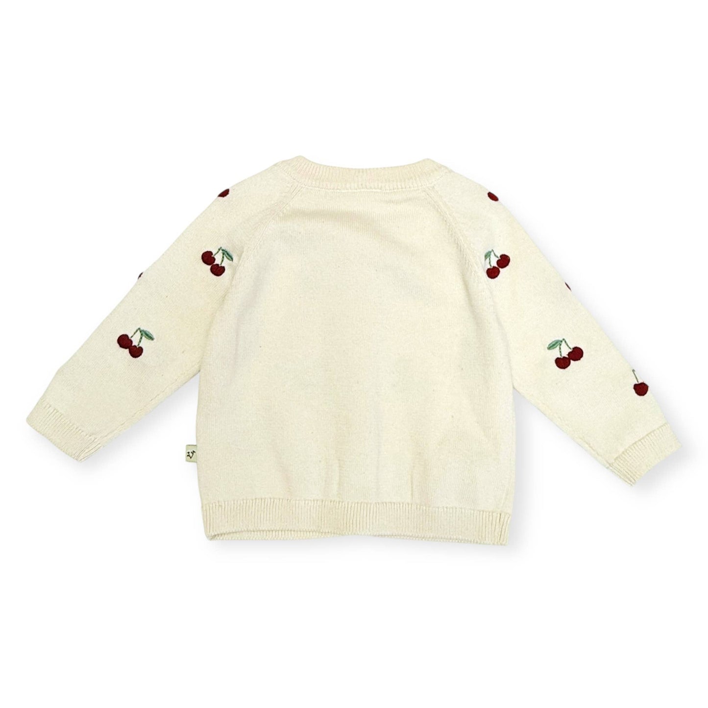 Cherry Embroidered Sweater Knit Baby Cardigan (Organic)