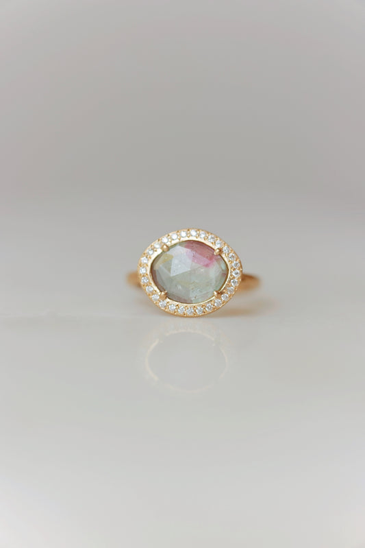 Yasuko Azuma - Bi-color Tourmaline Halo Ring