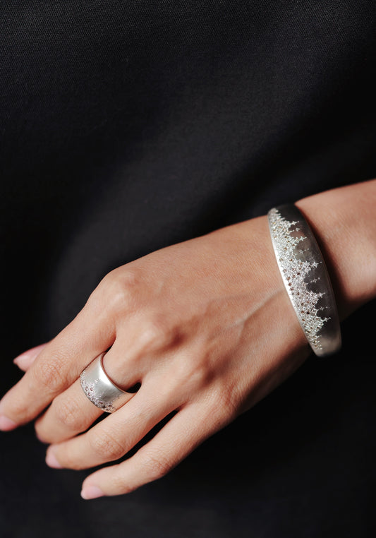 Adel Chefridi - New Cascading Sky Cuff in white and champagne diamond