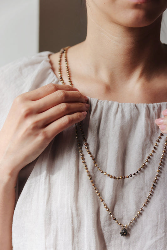 River Song - Copper and Gold Antique Pearl Strand