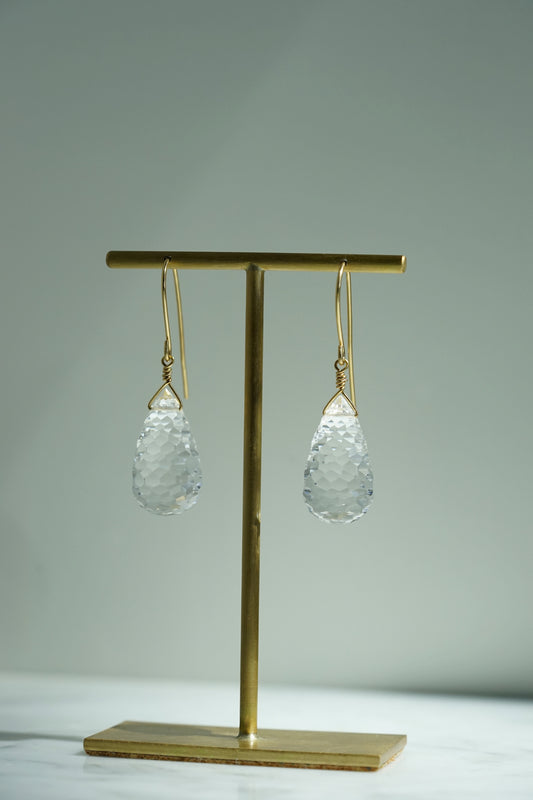 Rock Stella - Clear Quartz Bee hives on hammered 14 K gold-fill wires