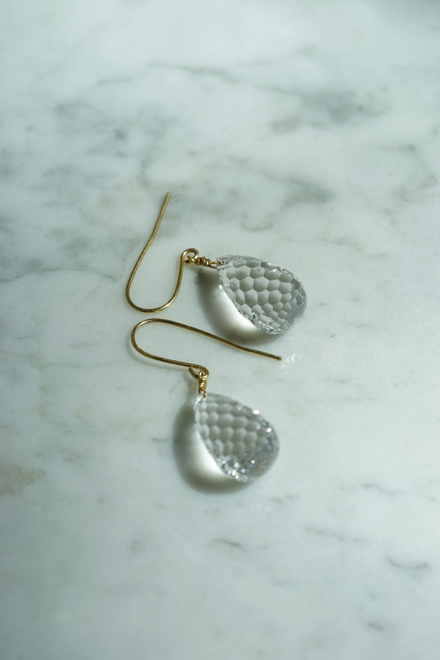Rock Stella - Clear Quartz Bee hives on hammered 14 K gold-fill wires