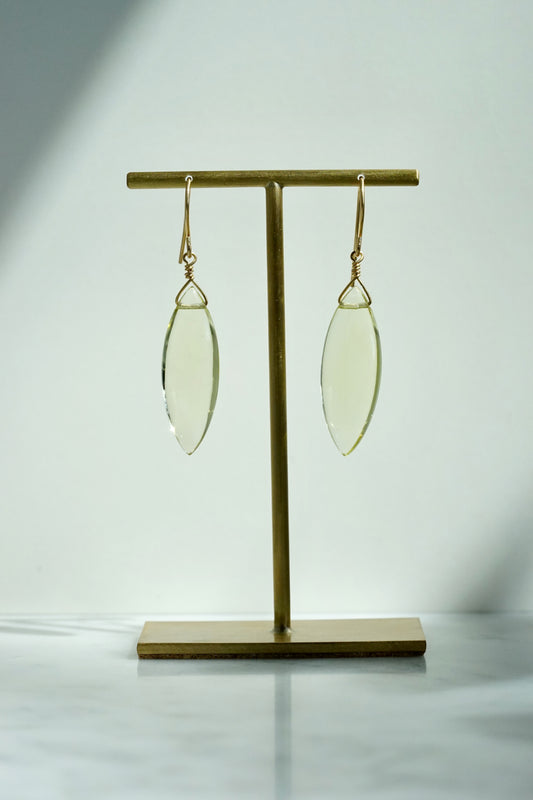 Rock Stella - Yellow Quartz smooth Marquise on hammered 14K gold-fill simple wire