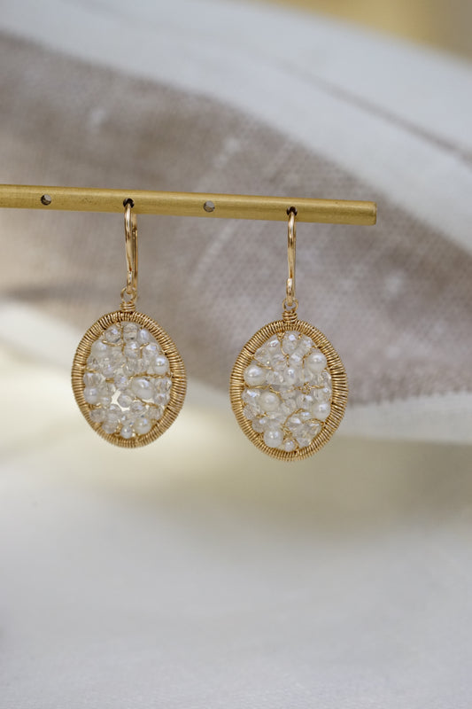 Dana Kellin - Small Oval Crystal Pearl Earring with 14k gold fill wire