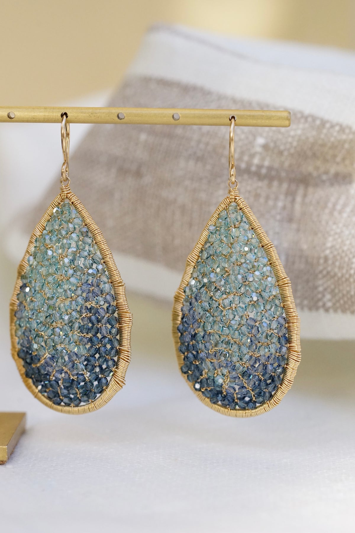 Dana Kellin - Indigo Ombre Mosaic Large Teardrop Earring w/ 14k fill wire
