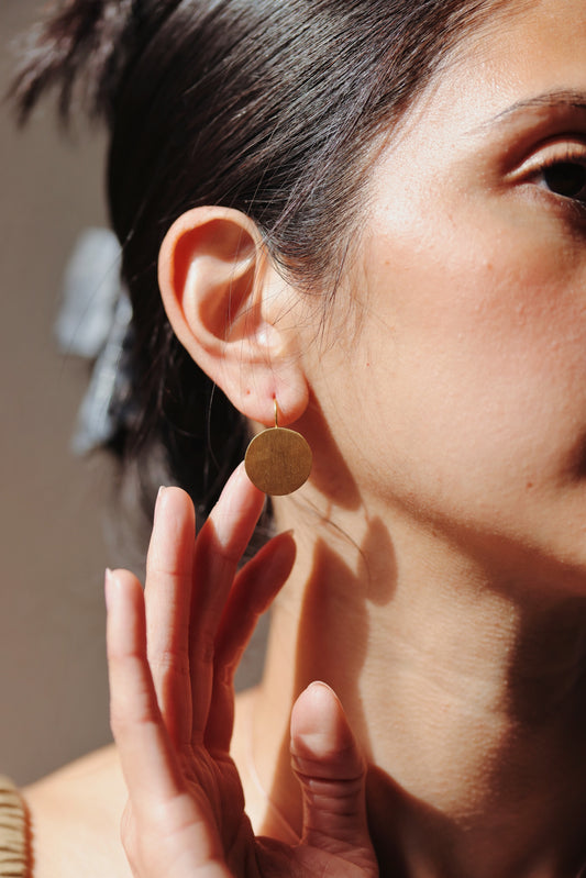 River Song - Handcut Golden Coin Earrings