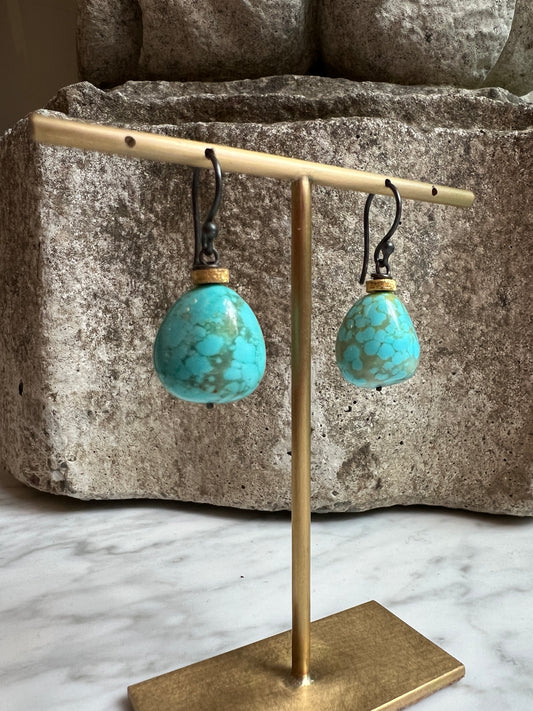 River Song - Polished Nevada Turquoise Earrings