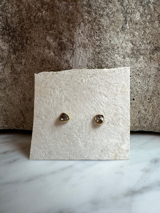 River Song - Faceted Champagne Diamond Studs - 24k gold vermeil (over sterling silver)