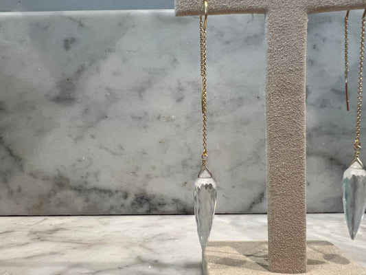 Rock Stella - Clear Quartz "okra"drops on long pull through gold-fill ear wires