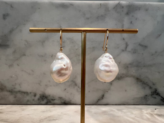 Rock Stella - Assortment of Freshwater Cultured Pearl Earrings on gold and silver fill hammered earrwires -