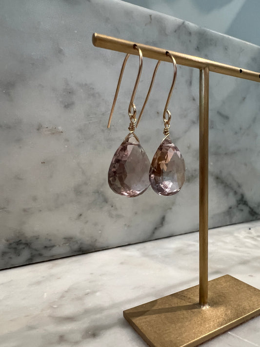 Rock Stella - Ametrine medium drops on hammered gold-fill simple wires