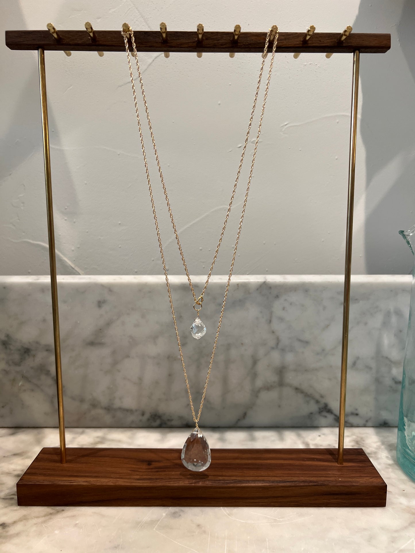 Rock Stella - Clear Quartz with 2nd stone ballast necklace 14K gold fill chain
