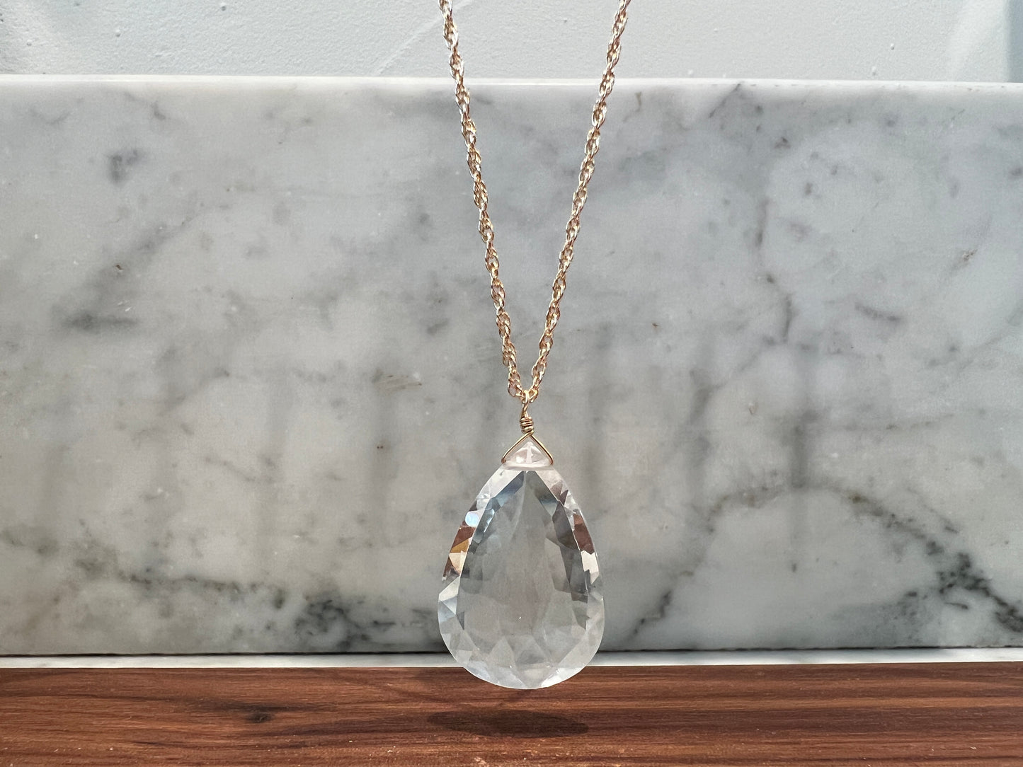 Rock Stella - Clear Quartz with 2nd stone ballast necklace 14K gold fill chain