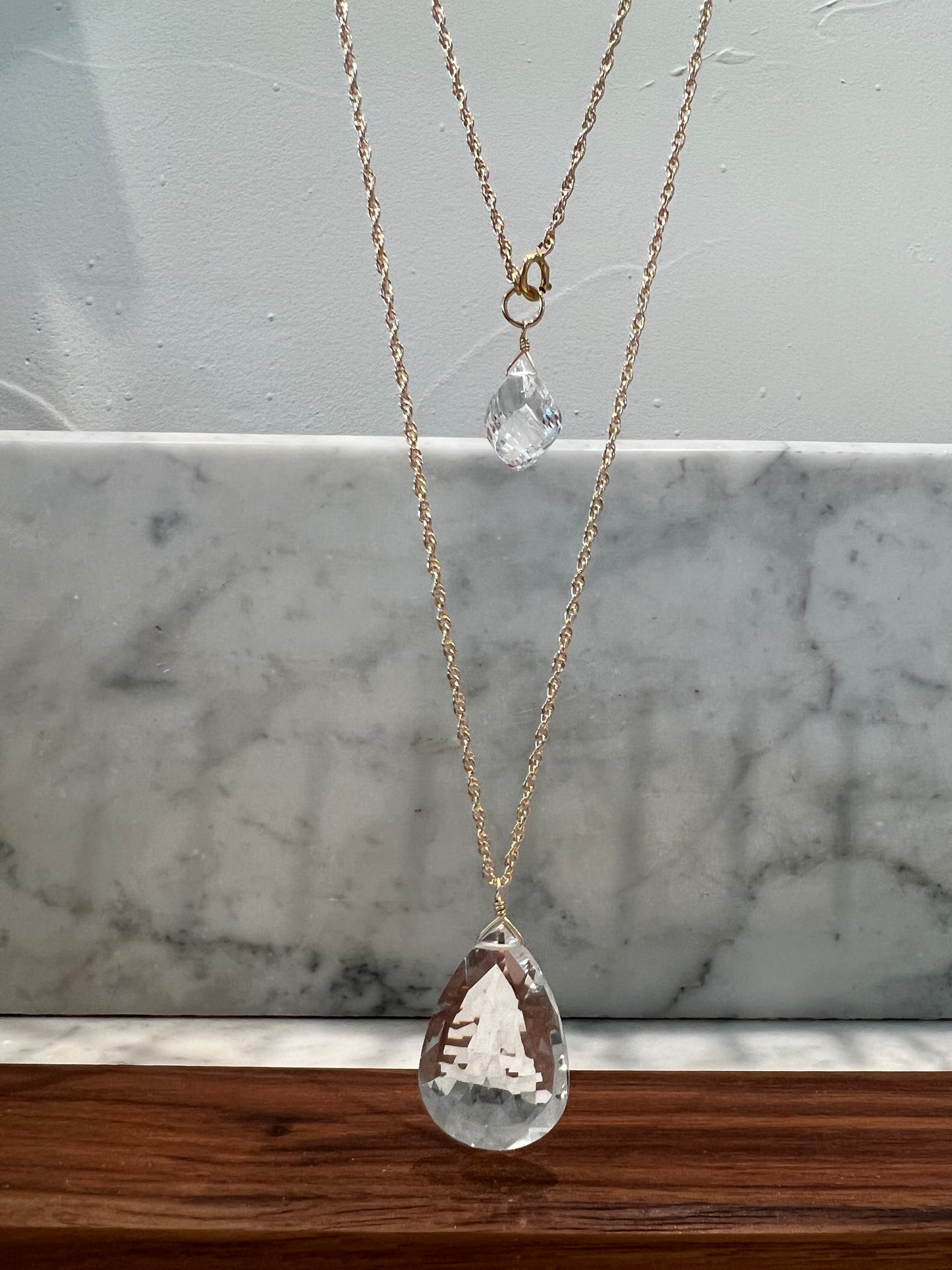 Rock Stella - Clear Quartz with 2nd stone ballast necklace 14K gold fill chain