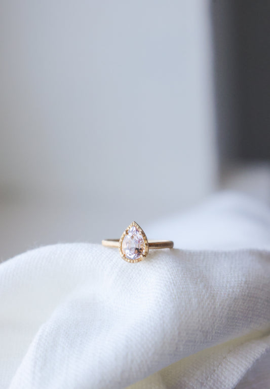 Yasuko Azuma - Tear Drop 1.36ct Morganite Ring - Size 6.5