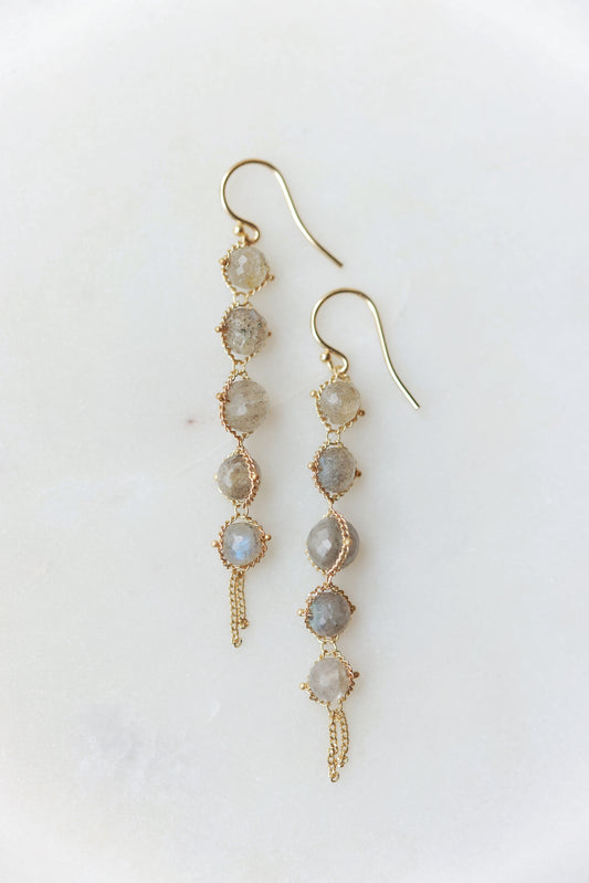 Amali - Graduated Textile Labradorite Earrings