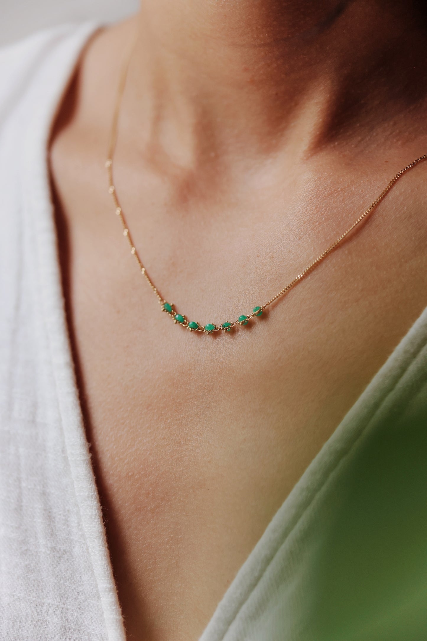 Amáli - Petite Textile Emerald Necklace