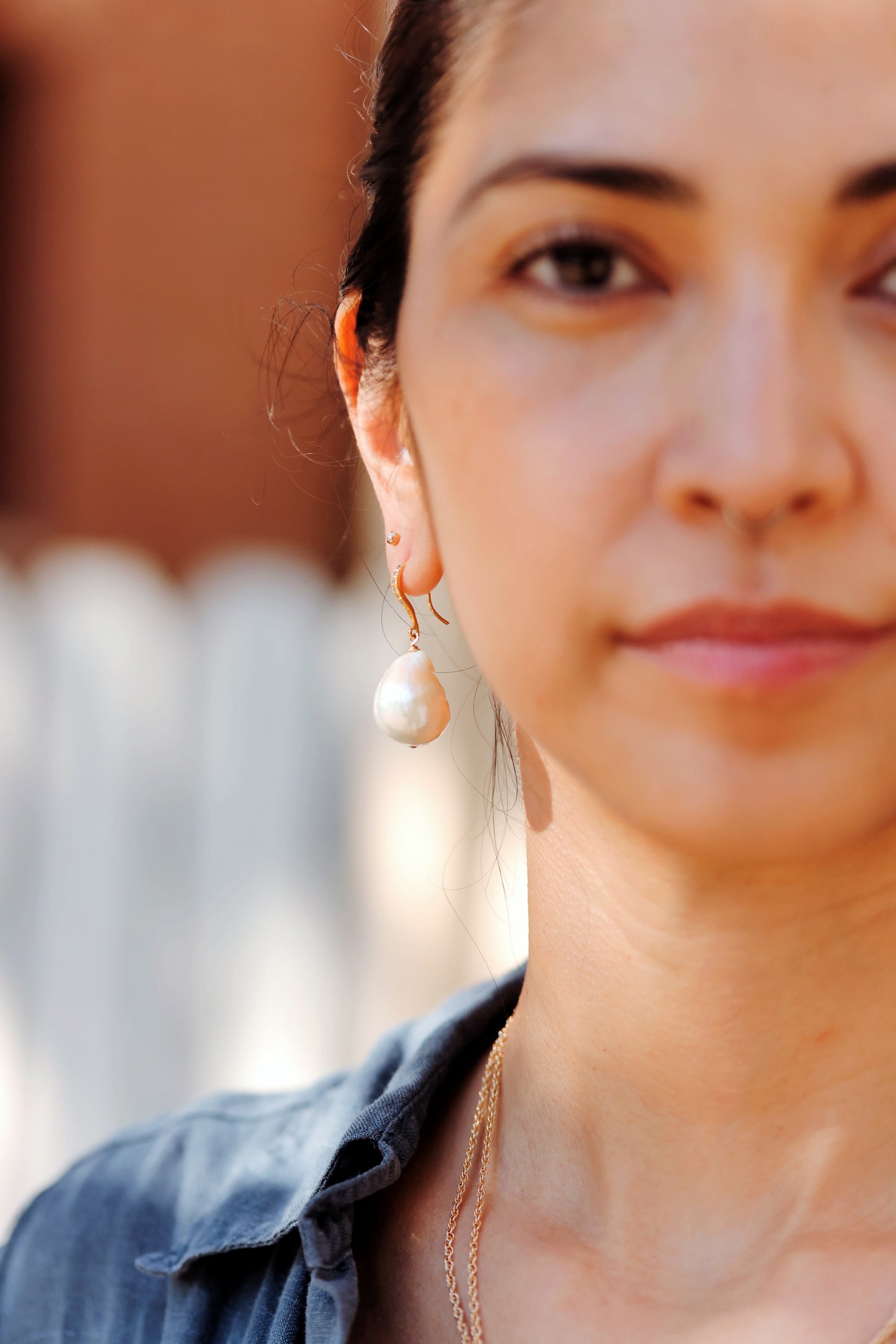 Rock Stella - Freshwater Cultured Pearl Earrings on 18k gold vermeil earrwires with CZ inlay