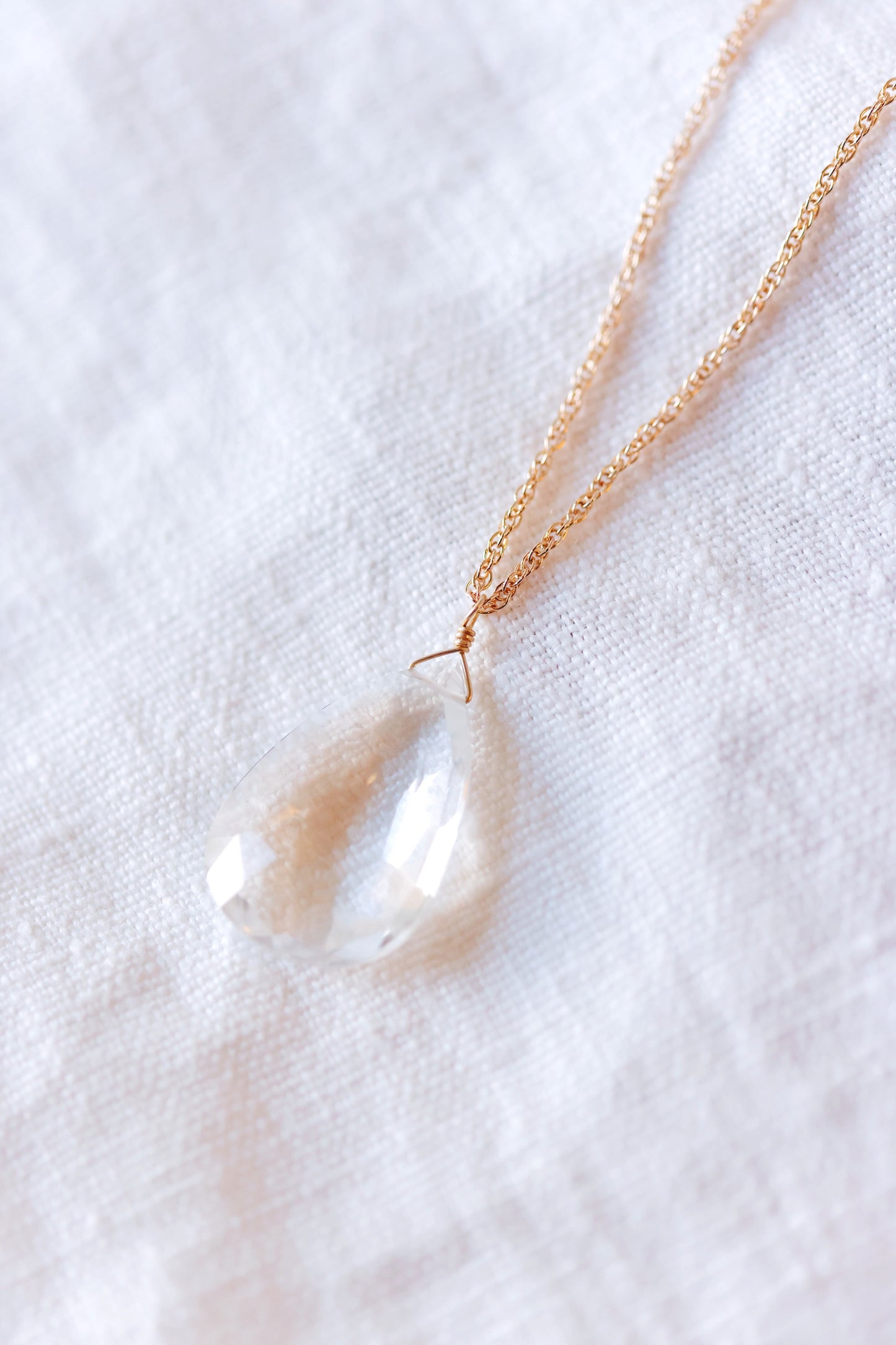 Rock Stella - Clear Quartz with 2nd stone ballast necklace 14K gold fill chain