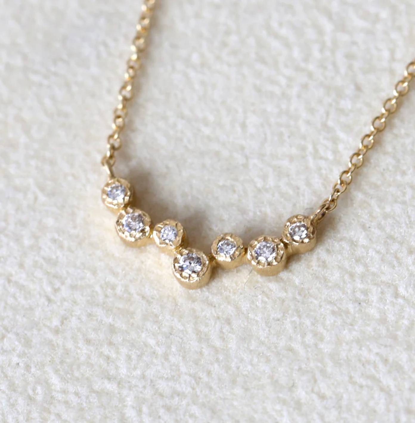 Yasuko Azuma - 7 Bezel Curve Diamond Necklace 16"