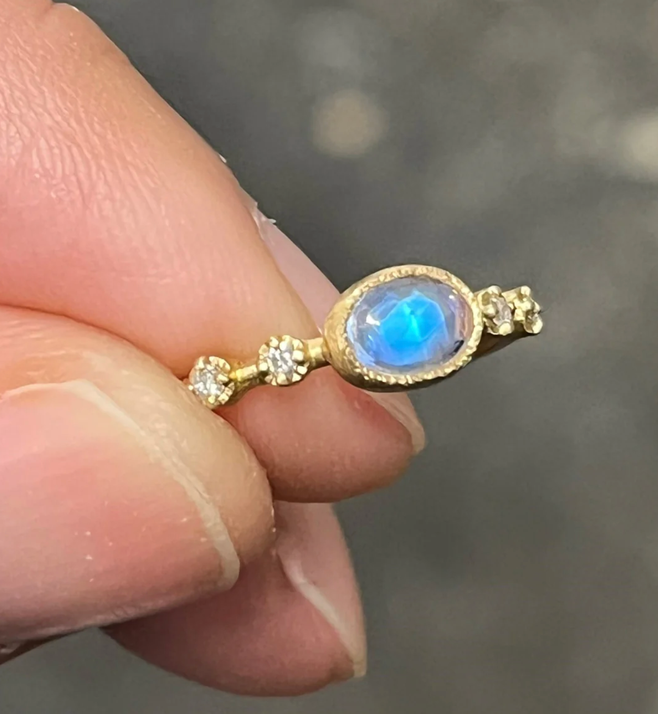 Yasuko Azuma - Small Oval Moonstone Muget Ring - size 6.5