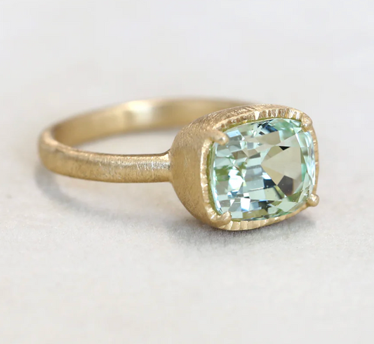 Yasuko Azuma - 3.19ct Mint Green Tourmaline one of a kind ring - size 6.5 to 6.75