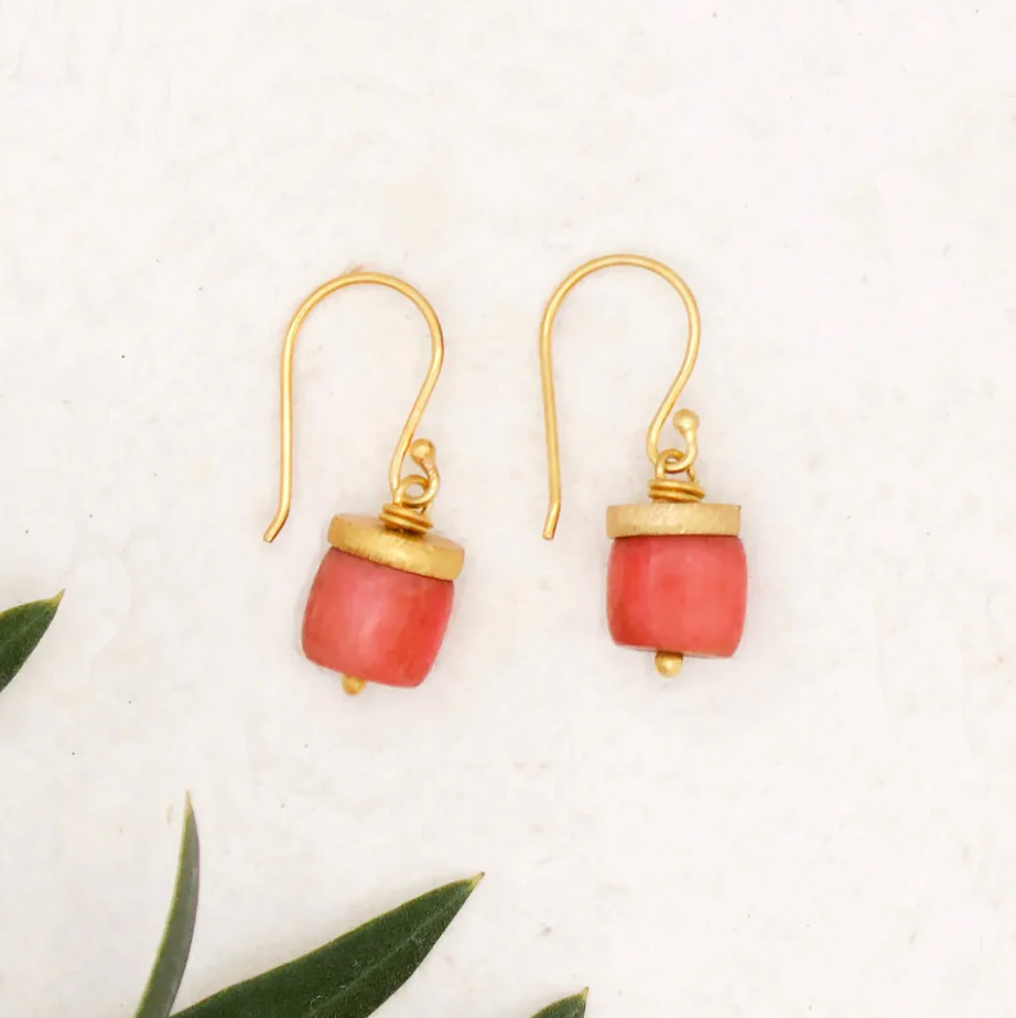 River Song - Antique Pink Coral Lantern Earrings
