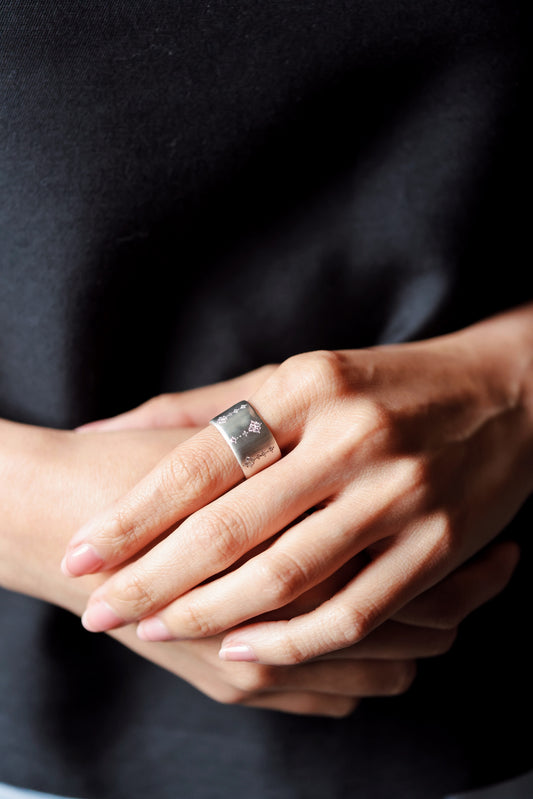 Adel Chefridi - Silver Shooting Star Band in Diamond Ring