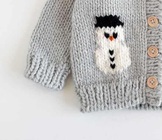 Snowman Cardigan Winter Knit Sweater Baby Kids Matching