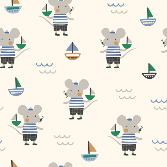 Mouse Sailor Henley Baby Short Romper (Organic Muslin)