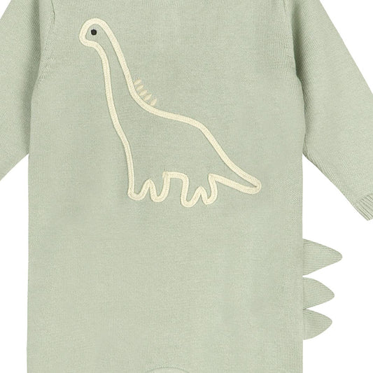 Dino Embroidered Baby Knit Jumpsuit (Organic)