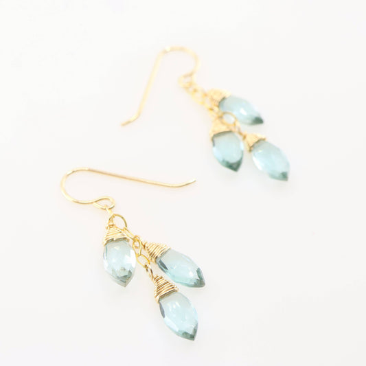 Aquamarine Triple Drop Earrings