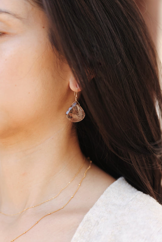 Rock Stella - Rutilated Quartz plump drops on hammered gold-fill simple wires