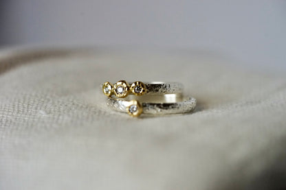 18ky bezel Ring .03ct diamond with sterling silver band - size 6.5