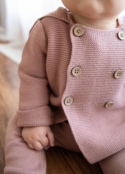 Hooded Double Button Baby Coat Jacket (Organic) 4 Colors