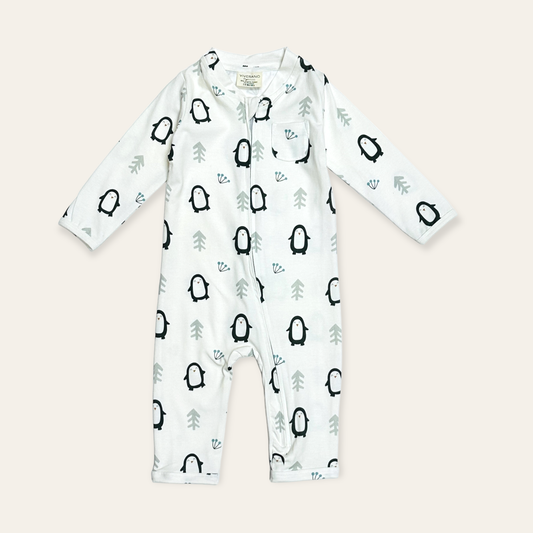 Penguin Zipper Baby Jumpsuit (Organic Jersey)