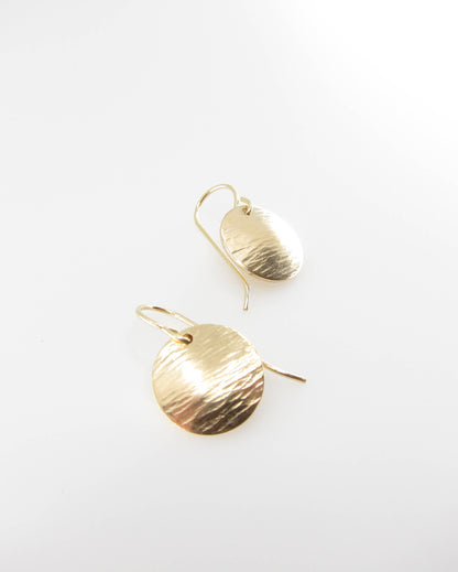 Hammer Textured Round Disc Earrings (2 sizes)
