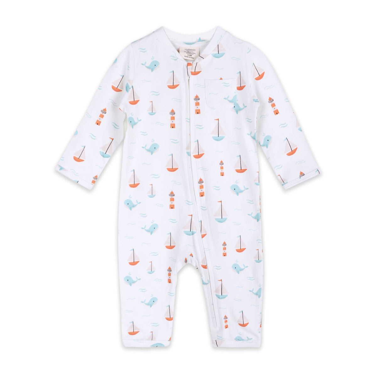 Sailboat Whales Baby Zipper Jumpsuit (Organic)