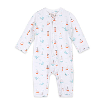 Sailboat Whales Baby Zipper Jumpsuit (Organic)