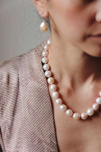 River Song - 12mm One of a Kind Round Pearl Necklace