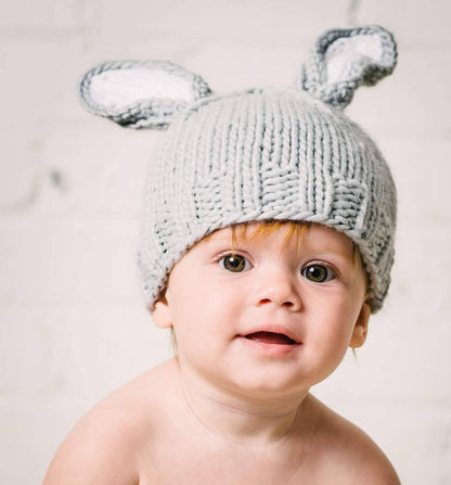 Bunny Hat, Grey & Cream | Baby Kids Beanie Costume Gift